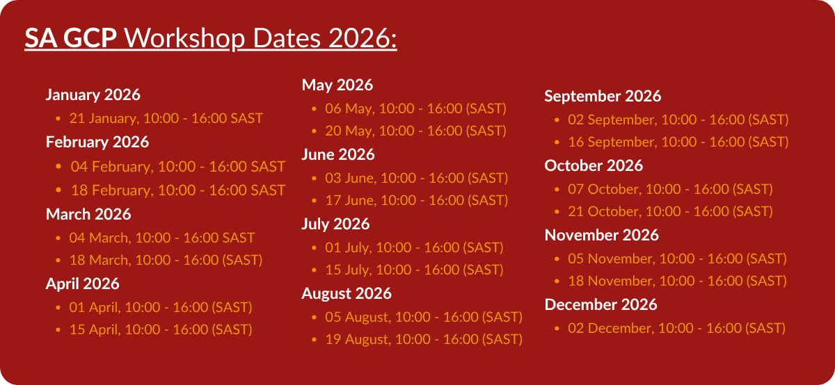 SA GCP Workshop Dates 2026